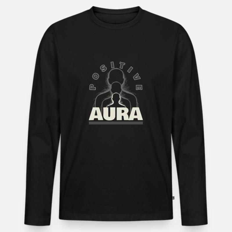 Positive Aura - Männer Premium Bio Langarmshirt - Schwarz