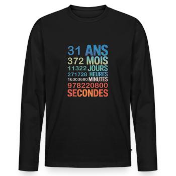 31 Ans en Chiffres – Design Anniversaire - Männer Premium Bio Langarmshirt - Schwarz - Vorne - Nico (187cm)