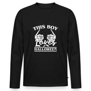 Ce garçon aime Halloween T-shirt cadeau - T-shirt manches longues Premium bio Homme - noir - Devant - Nico (187cm)