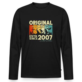 Août 2007 Vintage Vintage Rétro Anniversaire - T-shirt manches longues Premium bio Homme - noir - Devant - Nico (187cm)