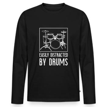 Drums Drums Drummer Drum Rock Gift - Men's Premium Organic Long Sleeve Shirt - black - Front - Nico (187cm)