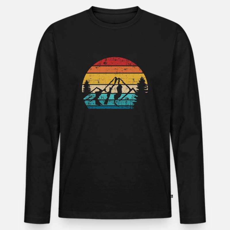 Berge - Männer Premium Bio Langarmshirt - Schwarz