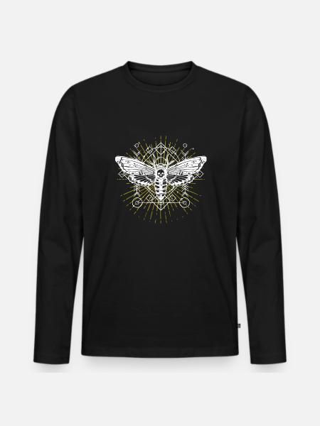 Moth Moth Moth Moon Phases Gothic Gift Idea - Men's Premium Organic Long Sleeve Shirt - black