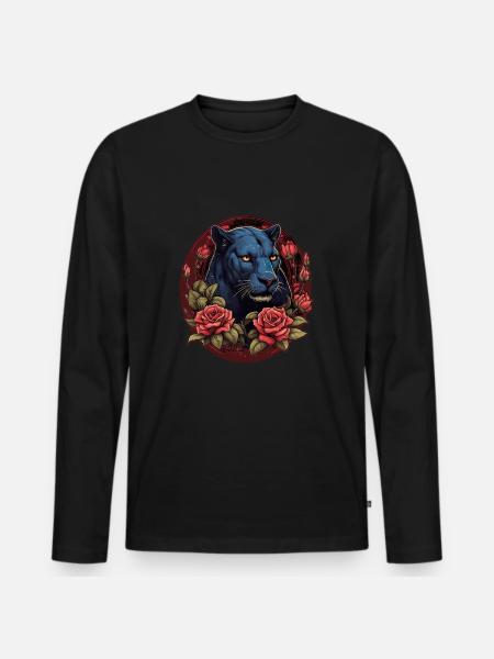 Schwarzer Panther Großkatze - Männer Premium Bio Langarmshirt - Schwarz