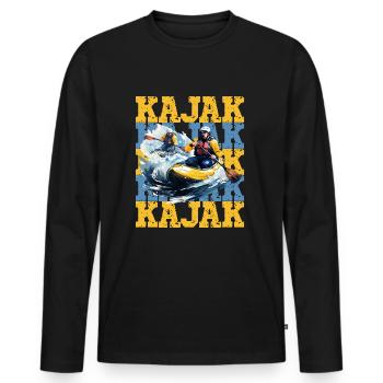 Kajak - Männer Premium Bio Langarmshirt - Schwarz - Vorne - Nico (187cm)