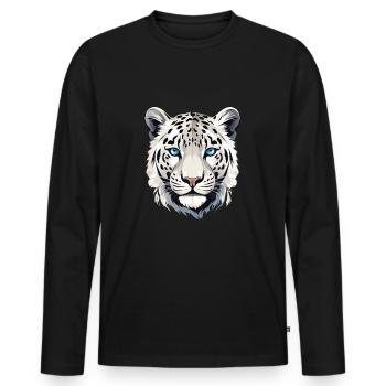 Schneeleopard Leopard Raubkatze - Männer Premium Bio Langarmshirt - Schwarz - Vorne - Nico (187cm)