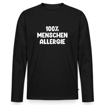 100% Menschen Allergie - Männer Premium Bio Langarmshirt - Schwarz - Vorne - Nico (187cm)