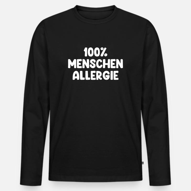 100% Menschen Allergie - Männer Premium Bio Langarmshirt - Schwarz