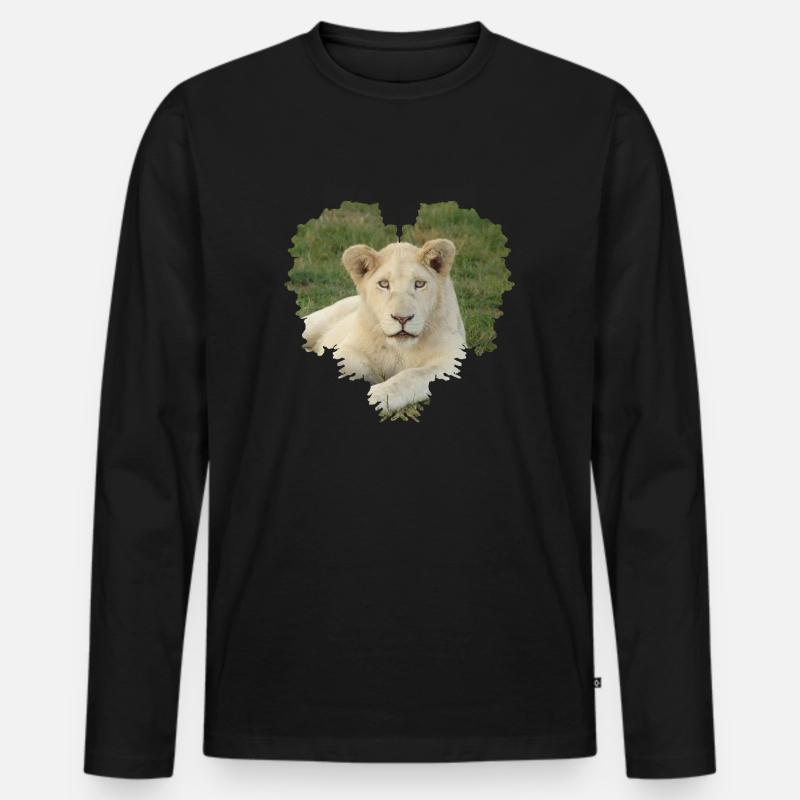 Löwe - Männer Premium Bio Langarmshirt - Schwarz