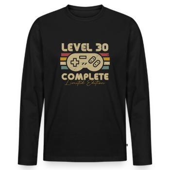 Niveau 30 Complete 30 anniversaire Gamer 30 ans - T-shirt manches longues Premium bio Homme - noir - Devant - Nico (187cm)