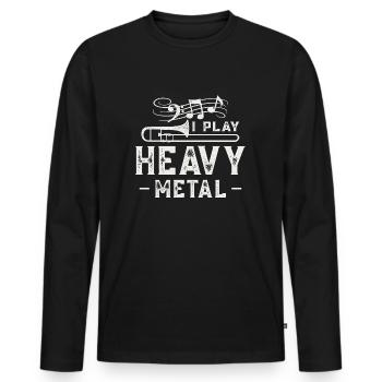 Trombone Player I joue Heavy Metal Marching Band - T-shirt manches longues Premium bio Homme - noir - Devant - Nico (187cm)
