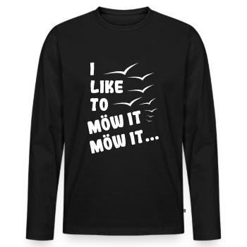 I like to möw it - Möwe - Männer Premium Bio Langarmshirt - Schwarz - Vorne - Nico (187cm)