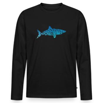 Weisser Hai Kritzelei Farben Haifisch - Männer Premium Bio Langarmshirt - Schwarz - Vorne - Nico (187cm)