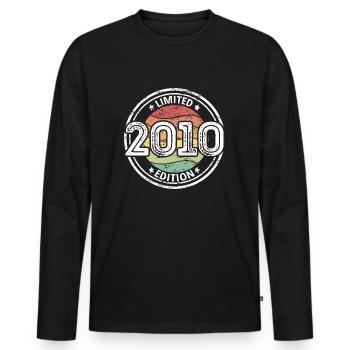 Jahrgang 2010 limited Edition 13. Geburtstag - Männer Premium Bio Langarmshirt - Schwarz - Vorne - Nico (187cm)
