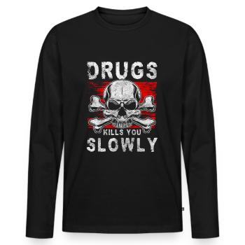 Articulation saine addictive sans drogue - T-shirt manches longues Premium bio Homme - noir - Devant - Nico (187cm)