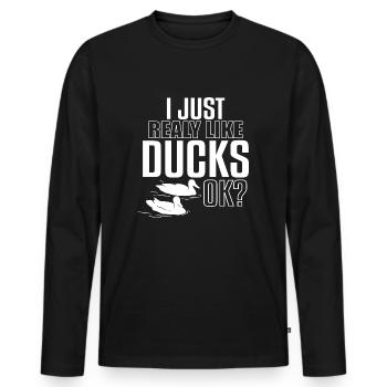 J’aime les canards - T-shirt manches longues Premium bio Homme - noir - Devant - Nico (187cm)