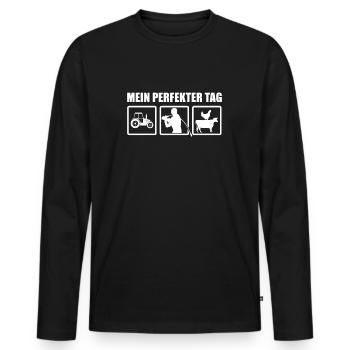 Hornussen mein perfekter Tag - Männer Premium Bio Langarmshirt - Schwarz - Vorne - Nico (187cm)