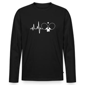 Tennis de table Heartbeat ECG Joueur de tennis de table - T-shirt manches longues Premium bio Homme - noir - Devant - Nico (187cm)