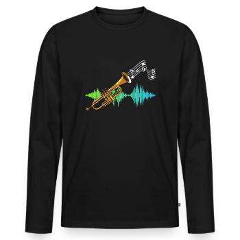 Music Sheet Music Trumpeter Gift Soundwave Trumpet - Men's Premium Organic Long Sleeve Shirt - black - Front - Nico (187cm)