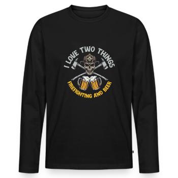 Feuerwehrmann Feuerwehr & Sprüche - Männer Premium Bio Langarmshirt - Schwarz - Vorne - Nico (187cm)