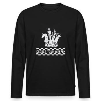 Lusitger Schachspieler Spruch I Schach - Männer Premium Bio Langarmshirt - Schwarz - Vorne - Nico (187cm)