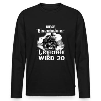 Eisenbahner Eisenbahn 20 Geburtstag Beruf Spruch - Männer Premium Bio Langarmshirt - Schwarz - Vorne - Nico (187cm)