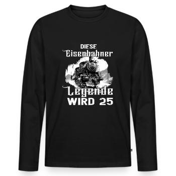 Eisenbahner 25 Geburtstag Eisenbahn Beruf Spruch - Männer Premium Bio Langarmshirt - Schwarz - Vorne - Nico (187cm)