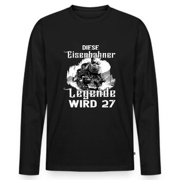 27 Geburtstag Eisenbahner Eisenbahn Beruf Spruch - Männer Premium Bio Langarmshirt - Schwarz - Vorne - Nico (187cm)