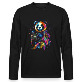 Panda with Dream Catcher - Men's Premium Organic Long Sleeve Shirt - black - Front - Nico (187cm)