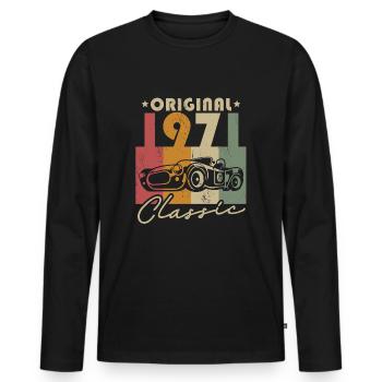 Millésime 1971 Vintage Car Anniversaire Cadeau - T-shirt manches longues Premium bio Homme - noir - Devant - Nico (187cm)