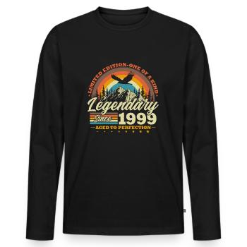 Legendary Since 1999 Vintage Birthday Gift - Men's Premium Organic Long Sleeve Shirt - black - Front - Nico (187cm)