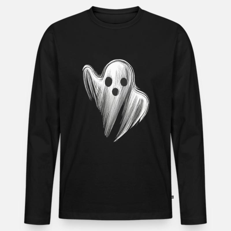 STILISIERTER GRUSELIGER GEIST - Männer Premium Bio Langarmshirt - Schwarz