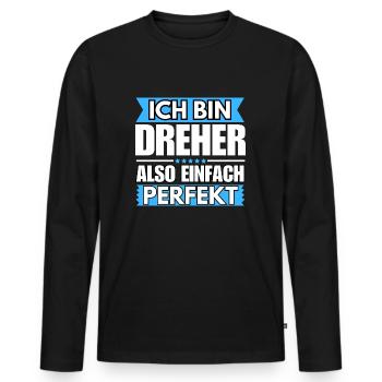 Einfach ein Perfekter Dreher - Männer Premium Bio Langarmshirt - Schwarz - Vorne - Nico (187cm)