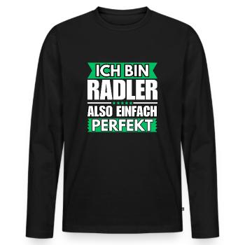 Einfach ein Perfekter Radler - Männer Premium Bio Langarmshirt - Schwarz - Vorne - Nico (187cm)