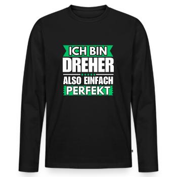 Einfach ein Perfekter Dreher - Männer Premium Bio Langarmshirt - Schwarz - Vorne - Nico (187cm)