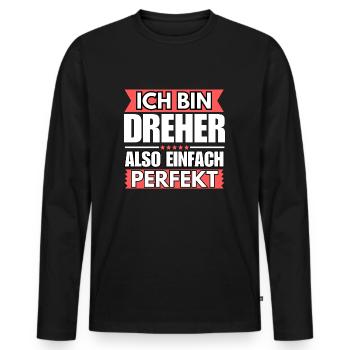 Einfach ein Perfekter Dreher - Männer Premium Bio Langarmshirt - Schwarz - Vorne - Nico (187cm)