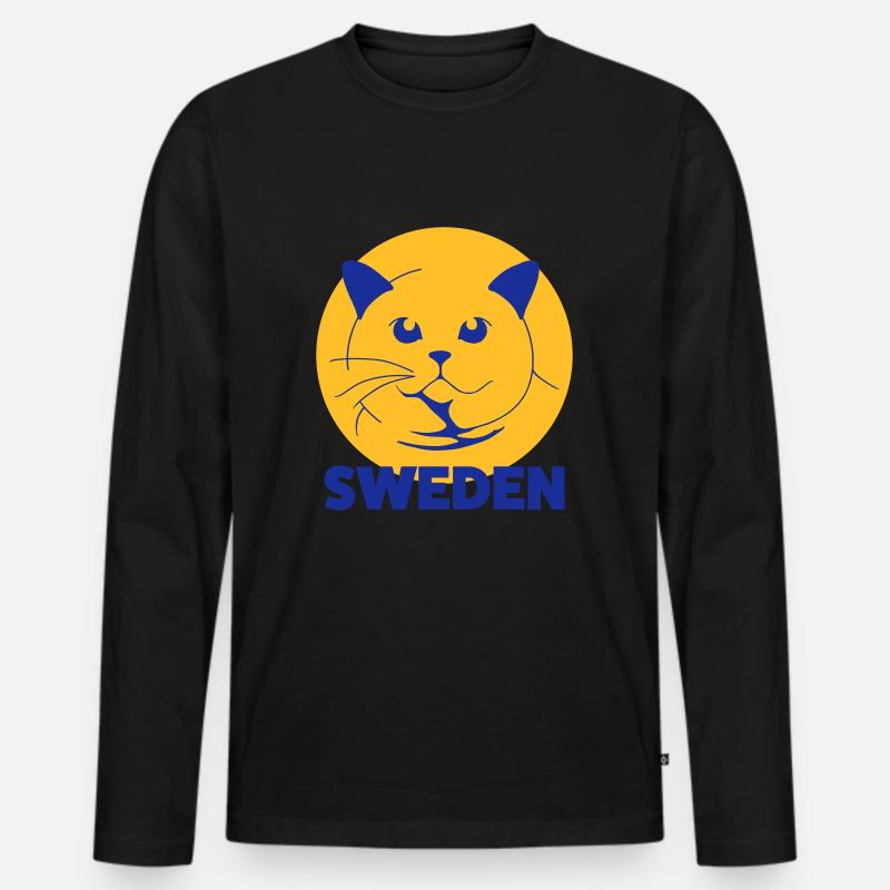 Britisch Kurz SCHWEDEN - Männer Premium Bio Langarmshirt - Schwarz