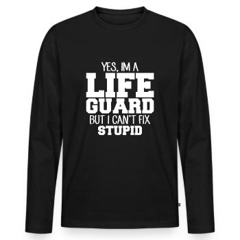 Lifeguard Shirt Lifeguard Gift - Men's Premium Organic Long Sleeve Shirt - black - Front - Nico (187cm)