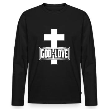 Dieu est amour croix cadeau chemise croyant chrétien - T-shirt manches longues Premium bio Homme - noir - Devant - Nico (187cm)