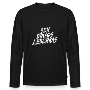 T-shirt Sex Drugs & Leberkas - T-shirt manches longues Premium bio Homme - noir - Devant - Nico (187cm)