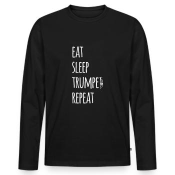 Mangez Sommeil Trompette Répétez Trompette Cadeau T-shirt - T-shirt manches longues Premium bio Homme - noir - Devant - Nico (187cm)