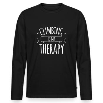 Climbing Is My Therapy Climber Boulderer Shirt - Men's Premium Organic Long Sleeve Shirt - black - Front - Nico (187cm)