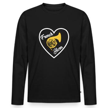 French Horn Lover T-Shirt Horn player - Men's Premium Organic Long Sleeve Shirt - black - Front - Nico (187cm)