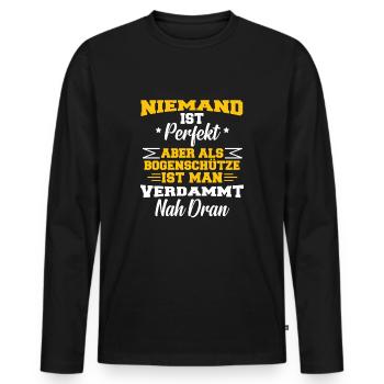 Niemand Ist Perfekt Aber Als Bogenschütze ... - Männer Premium Bio Langarmshirt - Schwarz - Vorne - Nico (187cm)