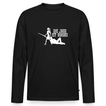 The Hunt Is Over JGA Bride Groom Shirt - Men's Premium Organic Long Sleeve Shirt - black - Front - Nico (187cm)