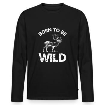 T-Shirt Born To Be Wild Deer Hunter - T-shirt manches longues Premium bio Homme - noir - Devant - Nico (187cm)