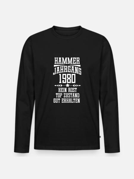 Hammer Jahrgang 1980 40. Geburtstag T-Shirt - Männer Premium Bio Langarmshirt - Schwarz