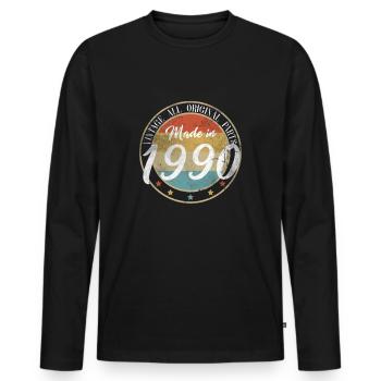Cadeau de chemise Vintage Made In 1990 30e anniversaire - T-shirt manches longues Premium bio Homme - noir - Devant - Nico (187cm)