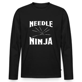 Needle Ninja Akupunktur T-Shirt Geschenk - Männer Premium Bio Langarmshirt - Schwarz - Vorne - Nico (187cm)