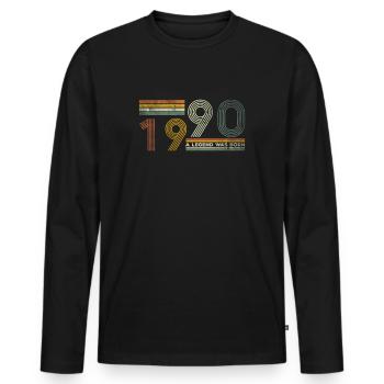 1990 A Legend Was Born 30. Geburtstag - Männer Premium Bio Langarmshirt - Schwarz - Vorne - Nico (187cm)